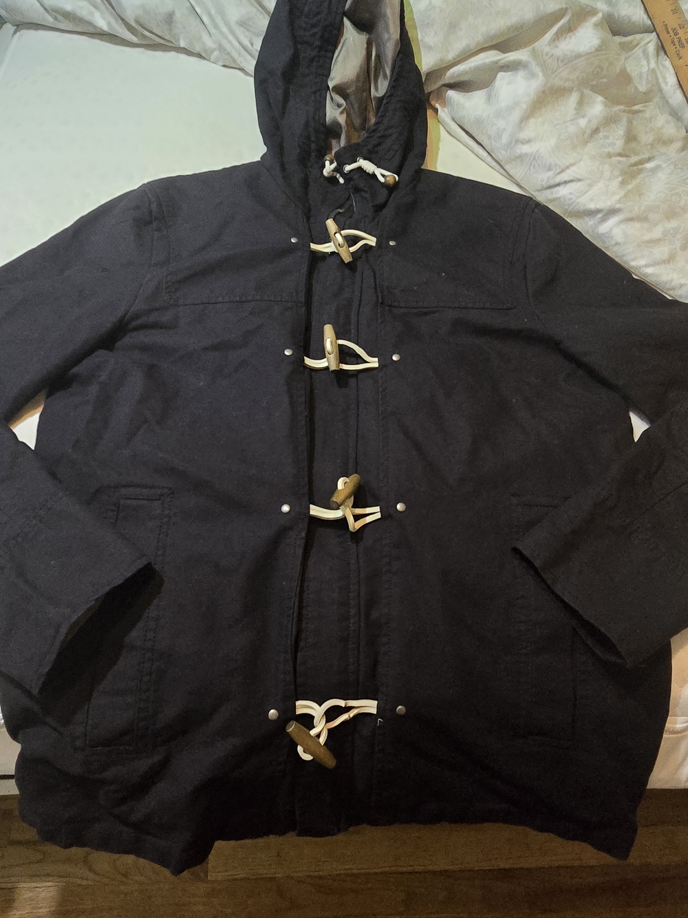 H&M Men's Hooded Toggle Coat - Black